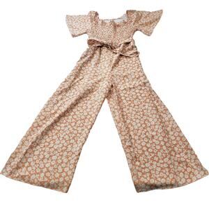 Hayden Jumpsuit Romper Womens Small Floral Wide Leg Tie at Waist H11091